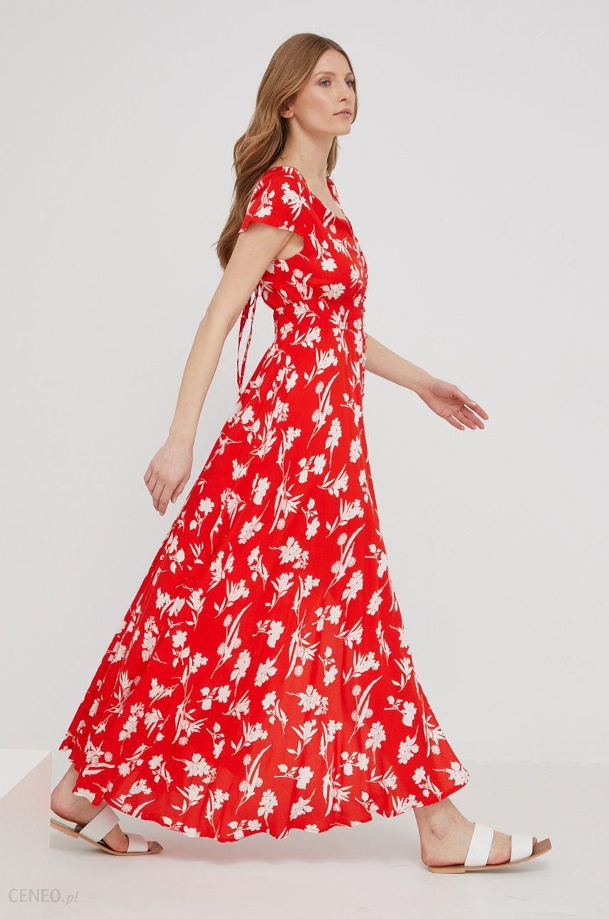 Answear Lab sukienka kolor czerwony maxi rozkloszowana