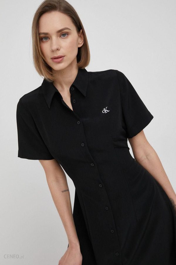 Calvin Klein Jeans sukienka kolor czarny mini rozkloszowana