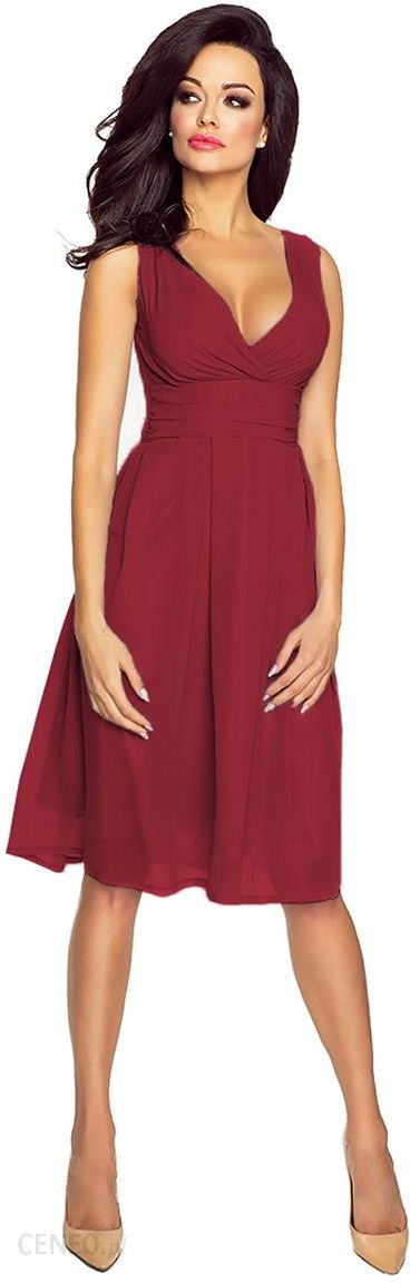 Kartes Moda Bordowa Romantyczna i Elegancka Sukienka z Kopertowym Dekoltem