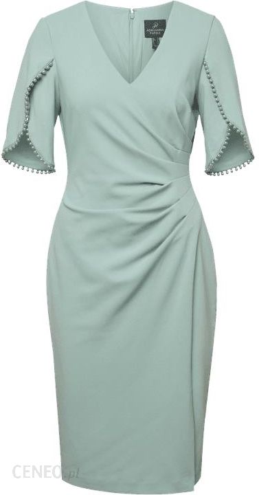 Sukienka koktajlowa z drapowaniem i ozdobnymi perełkami