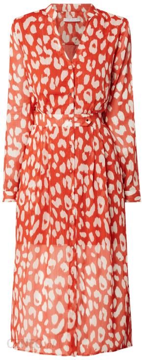 Sukienka koszulowa z krepy ze wzorem w panterkę model ‘Stine’