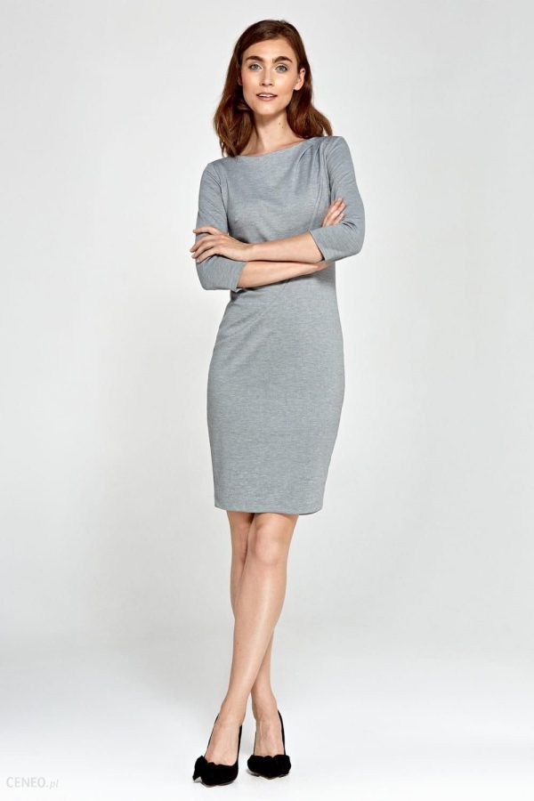 Sukienka z asymetrycznymi draperiami S88 Grey